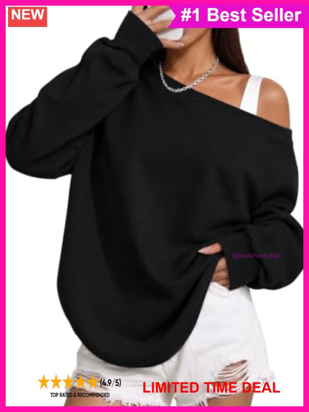 Off The Shoulder Oversized Long Sleeve Sweatshirt Pullover